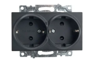Розетка 2-м "Катрин" с защитной шторкой (механизм) с/з 250В 16А черный GLS16-7114-05 Stekker *1