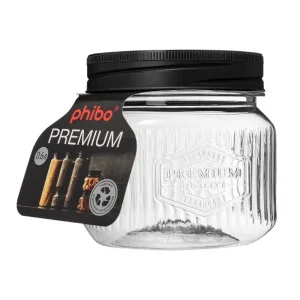 Банка квадратная с рельефом и тиснением Premium 0,6л 440300313 *1