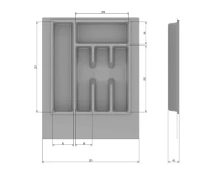 Лоток для столовых приборов "Универсал" серый 37х49х4см М8535 *1/10