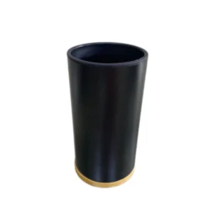 Стакан для зубных щеток настольный черный матовый (сталь, бамбук)