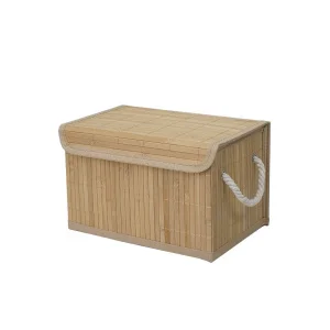 Корзина стеллажная с ручками и крышкой "Бамбук", Д290 Ш190 В180, натуральный Shan-24XS