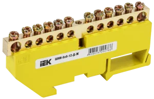 Шина PE "земля" на DIN-изоляторе ШНИ-6х9-12-Д-Ж YNN10-69-12D-K05 IEK