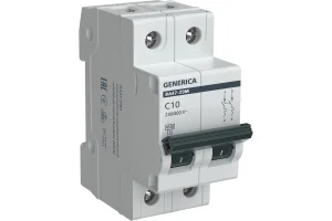 Выключатель авт. мод. 2п С ВА47-29 10А 4.5кА х-ка С GENERICA ИЭК MVA25-2-010-C