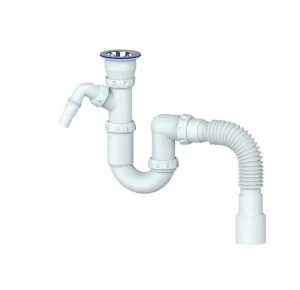 Сифон д/умывальника Ø1 1/2"х40/50 мм прямоточный отвод для стир.машины Y220 (Unicorn) *1