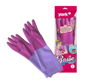 Перчатки латексные York Рози удлиненные ароматизированные размер L (1пара/упак) К2850 *1