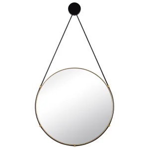 Зеркало интерьерное настенное в круглом корпусе из металла с ремешком d=40,3см золото 4005-Zm4 *1