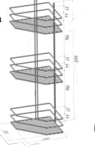 Полка угловая 3-яр трапеция хром 20х20х66см П0001564 *2/10