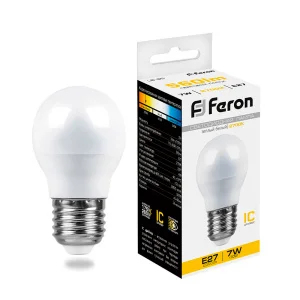 Лампа светодиодная, (7W) 230V E27 2700K G45, LB-95
