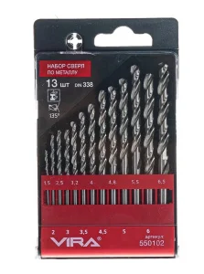 Набор сверл по металлу 1,5-6,5мм уп-13шт HSS4341 (W4) VIRA 550102 *1