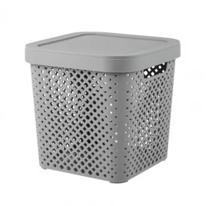 Корзина для хранения с крышкой Plast Team Stockholm, 20 л серый шторм*