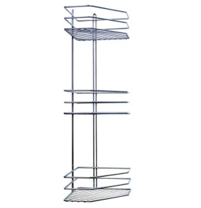 Полка угловая 3-яр трапеция хром 20х20х66см П0001564