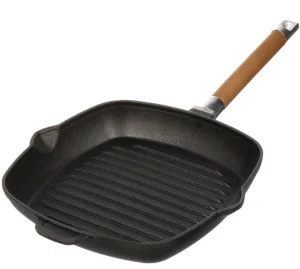 Сковорода-гриль Гардарика 26см h 45 чугунная со съемной деревянной ручкой 0626 *1