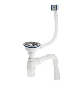 Сифон бутылочный 3 1/2х40 металл. чаша/пласт.креп. с переливом, прямоуг. с гофрой 40х40/50 AB0148 (Aquant) *1