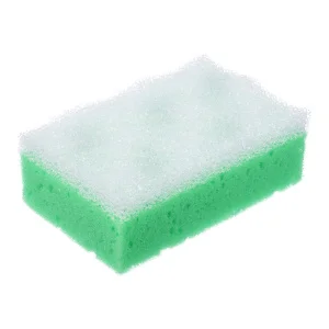 Мочалка из поролона c массажным слоем, прямоуг., 14х9х5 см, soft/hard, бело-зеленая, для бани и саун