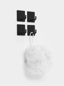 Набор крючков (упак 4 шт) метал. на липучке, квадрат, цв черный 10877373 *1