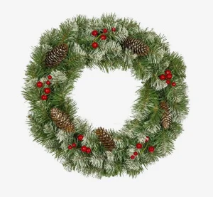 Венок новогодний d- 40 см "Нарядный" с декором заснеженный 90 веток 2827306