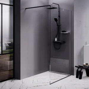 Душевая перегородка Func 110x200, стекло прозр. 8 мм + покрытие, профиль черный W84WI-110-F1-BTE*