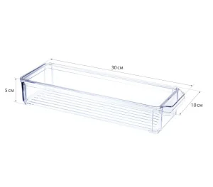 Органайзер для холодильника 10х30х5см с крышкой прозрачный М 1584 *1