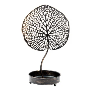 Металлический подсвечник Лист, Д210 Ш150 В350, черный Fancy18 *1