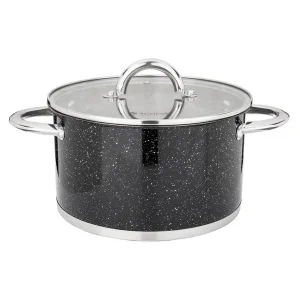 Кастрюля Agness Black Marble 937-308 со стеклянной крышкой нерж. сталь 4,6л 22х12,5см 