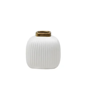 Ваза декоративная Шарм 130х130х130мм, белый, золотой Cha32 *1