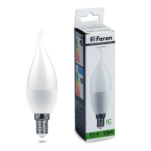 Лампа светодиодная, (13W) 230V E14 4000K С37T, LB-970