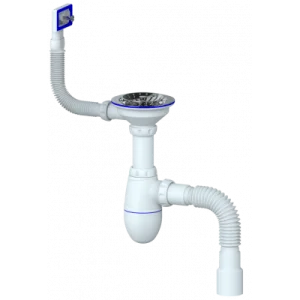 Сифон бутылочный 1 1/2"х40/50 с прямоугольным переливом B425 (Unicorn) *1/30