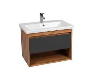 Тумба подвесная "Бостон Como 70" 425х655х500мм с раковиной COMO 70 графит VBOS70COG-T1YP (Viant) *1