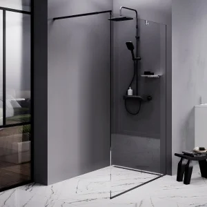 Душевая перегородка Func 120x200, стекло прозр. 8 мм + покрытие, профиль черный W84WI-120-F1-BTE*