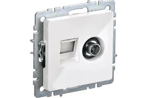 Розетка компьютерная + TV 2-м "Brite" РТВ/РК12-БрБ RJ45 кат.5E + TV механизм белый IEK BR-AK20-1-K01