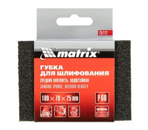 Губка шлифовальная оксид алюминия 100х70х25мм средняя P60 Matrix 75712 *1
