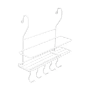 Полка на рейлинг малая с крючками, белый матовый MX-402 WT