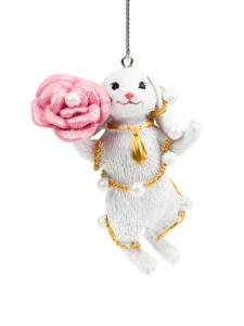 Украшение подвесное Зайчик с розой полирезина 2,5x8x6см арт.89356 *1