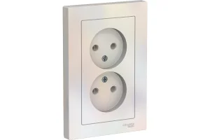 Розетка 2-м СП "AtlasDesign" 16А IP20 без заземл. в сборе жемчуж. SE ATN000420