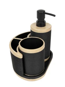 Набор аксессуаров для ванной комнаты 3 предмета полирезина, черный 23-6108 (Аквалиния) *1