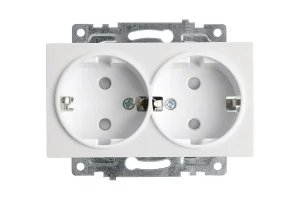 Розетка 2-м "Катрин" с защитной шторкой (механизм) с/з 250В 16А белый GLS16-7114-01 Stekker *1
