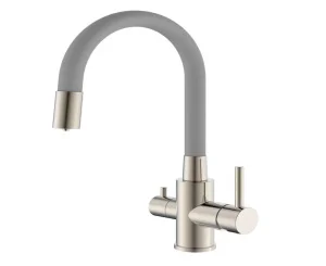 Смеситель д/кухни одноруч. "Булат" с высоким гибким изливом с подключением к фильтру питьевой воды серый 511523 (Антей) *1/10