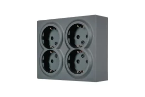 Розетка 4-м LETO с заземл. закрытый корпус ПБТ графит Lezard 752-3400-127BDP