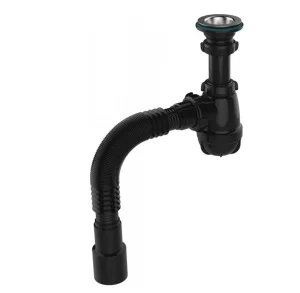 Сифон бутылочный 1 1/4х40 с мет.реш. с г.т. 40х40/50 BLACK S1084 (Aquant) *1