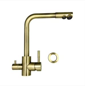 Смеситель для кухни Wasser Zimmer ZM-6607B-D с подключением к фильтру питьевой воды, бронза, SUS304