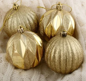 Набор шаров "Теодора" пластик d-7см 4шт золото 4192497 *1
