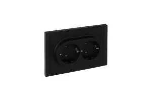Розетка 2-м СП "Forte&Plano" FP124 16А с заземл. без защ. шторок безвинт. крепл. черный IEK FP-R21-1