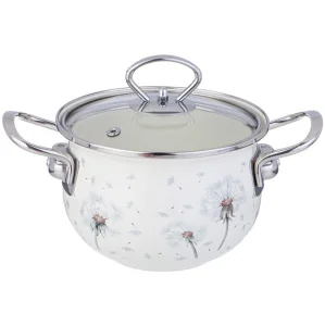 Кастрюля Agness "Dandelion" 2л 18см эмалированная с крышкой 943-056 *1