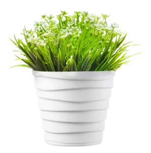 Кашпо д/цветов пласт. "Бархан" 0,9л белый с белыми цветами КШ-0040 (La Decoro) *1