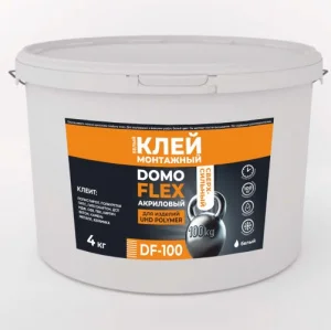 Клей монтажный акриловый DOMOFLEX DF-100 для изделий UHD POLYMER белый 4кг ТСТ00024733 *1