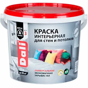 Краска ВД интерьерная для стен и потолков база С 5л ДАЛИ