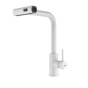 Смеситель для кухни одноручный гибкий выдвижной излив Shevanik S263C белый