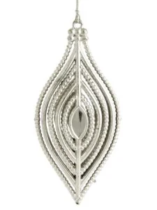 Украшение новогоднее подвесное Капелька в серебре из полипропилена 6x12x3см 81970 *1