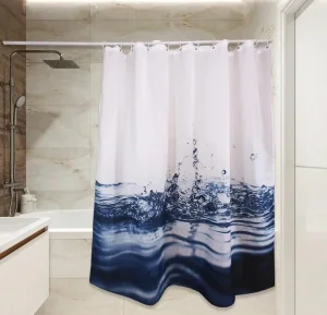 Штора для ванной полиэстер 180x180см всплеск воды Сантис LUXE PЕ-301