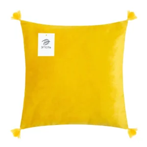 Наволочка декоративная Этель цвет жёлтый с кисточками 45х45см полиэстер велюр 6906464 *1